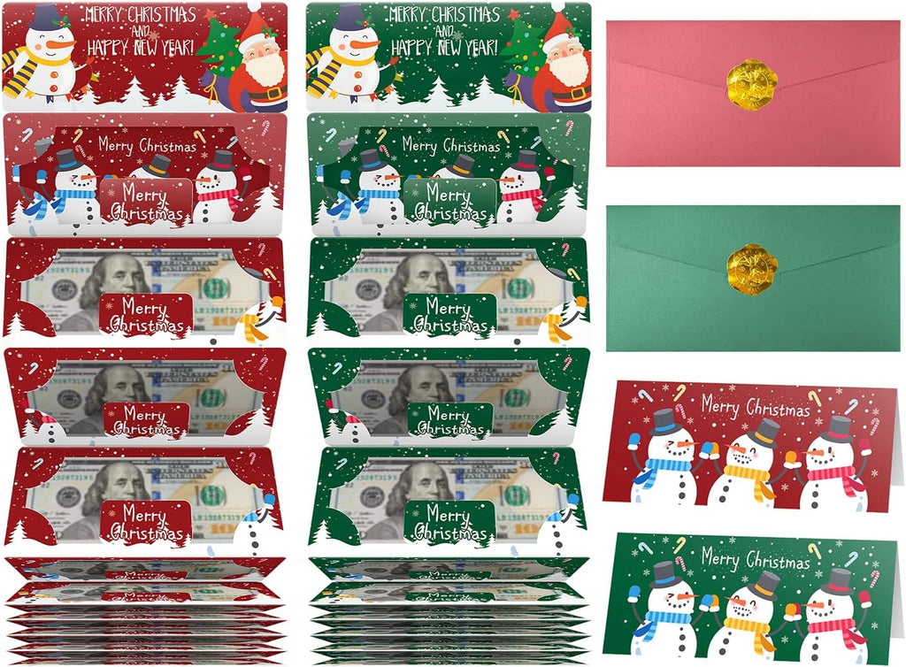 Jaywayang 2PCS Christmas Money or Gift Card Holder with 10 Slots, Surprise Cash Envelope Holders for Men Women Girls Boys
