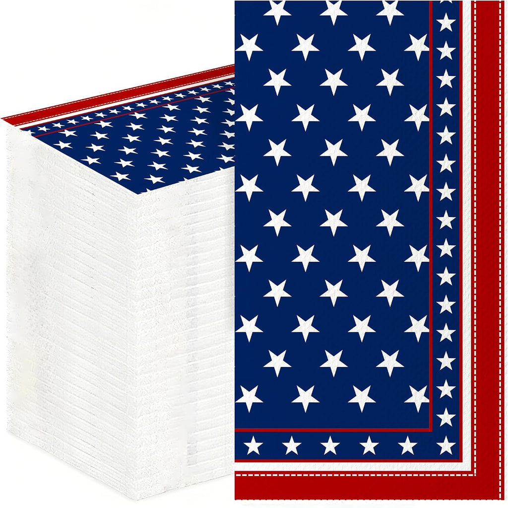 250th Anniversary 4th of July Disposable Paper Napkins, 200 Pcs US Flag Patriotic Red White Blue 2-Ply Luncheon Napkins for America 250th Independence Day Memorial Day Patriotic Party Supplies