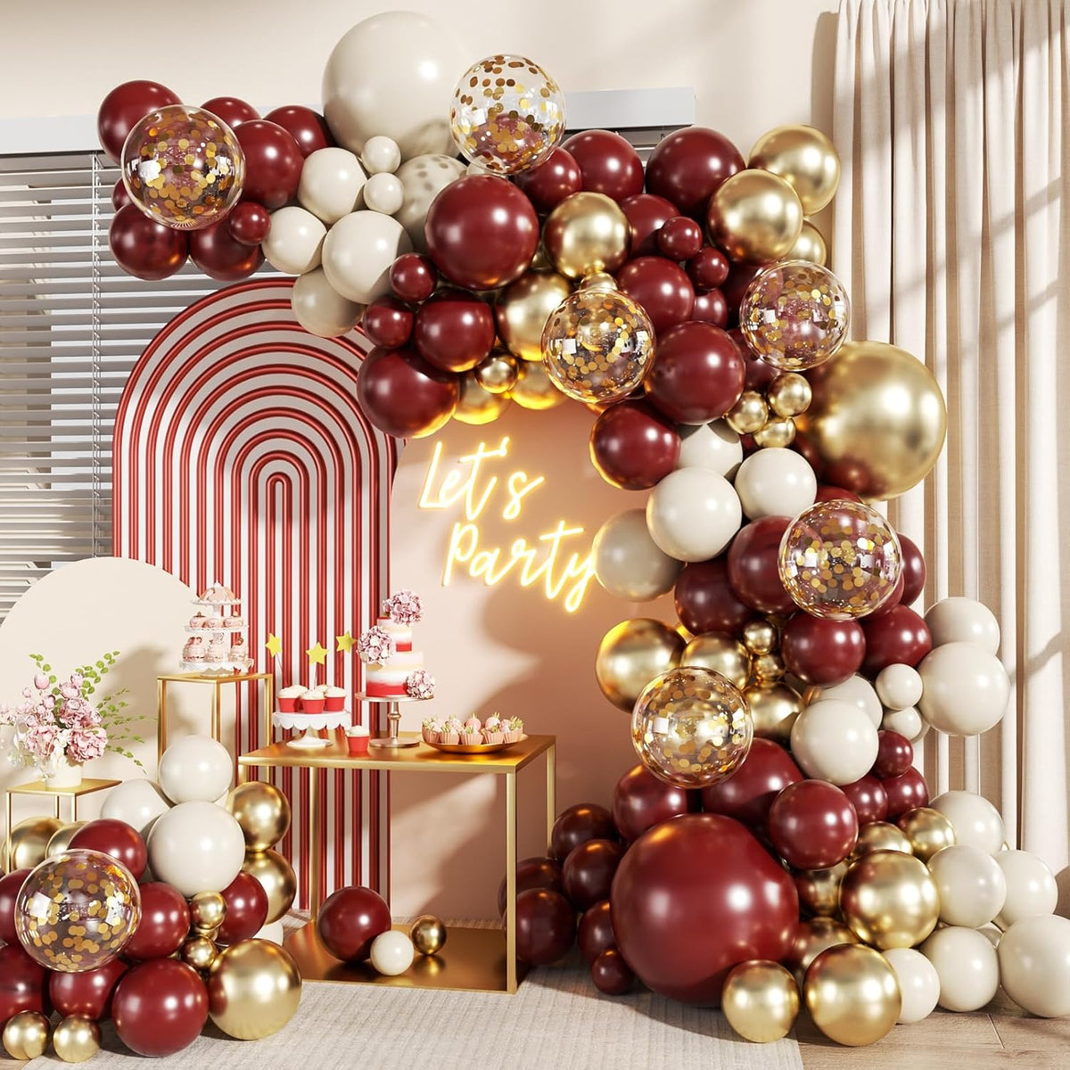 Burgundy Balloon Arch Garland Kit for Birthday Decorations