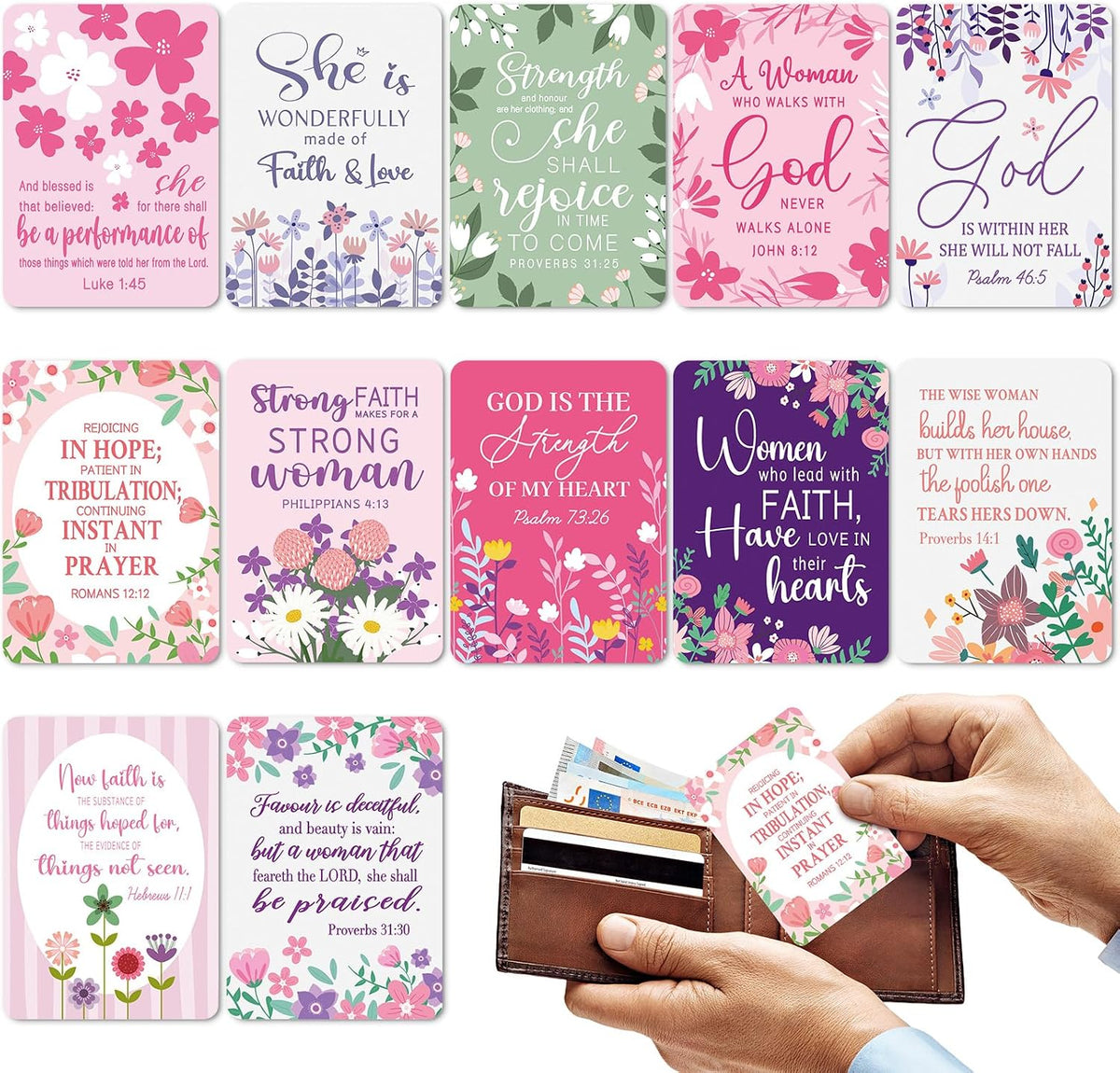 60 Pcs Faith Prayer Card for Women Bulk Christian Prayer Cards