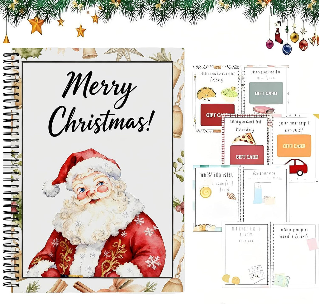 Christmas Gift Card Book for Adults,Merry Christmas Gift Cards - 39 Cards/Surprises On Every Page,5x7 Color Spiral Bound Card Book DIY Personalized Greeting Card for Family Students Friends Xmas Gifts