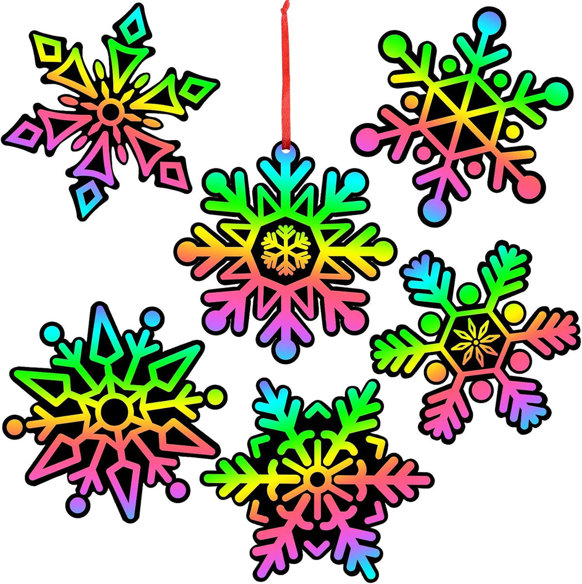 JULMELON 36Pcs Christmas Winter Crafts for Kids, Snowflake Scratch Art Gift