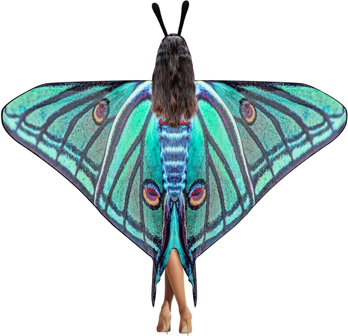 Yinder 2 Pcs Halloween Moth Wings Costume Cape, Shawl Headband Women