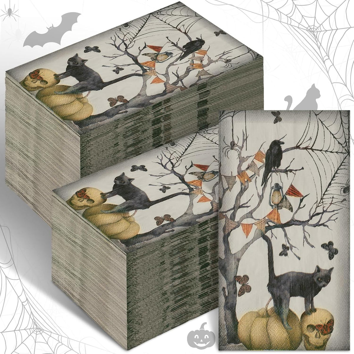 Seajan 200 Pcs Halloween Disposable Hand Towels for Bathroom Napkins