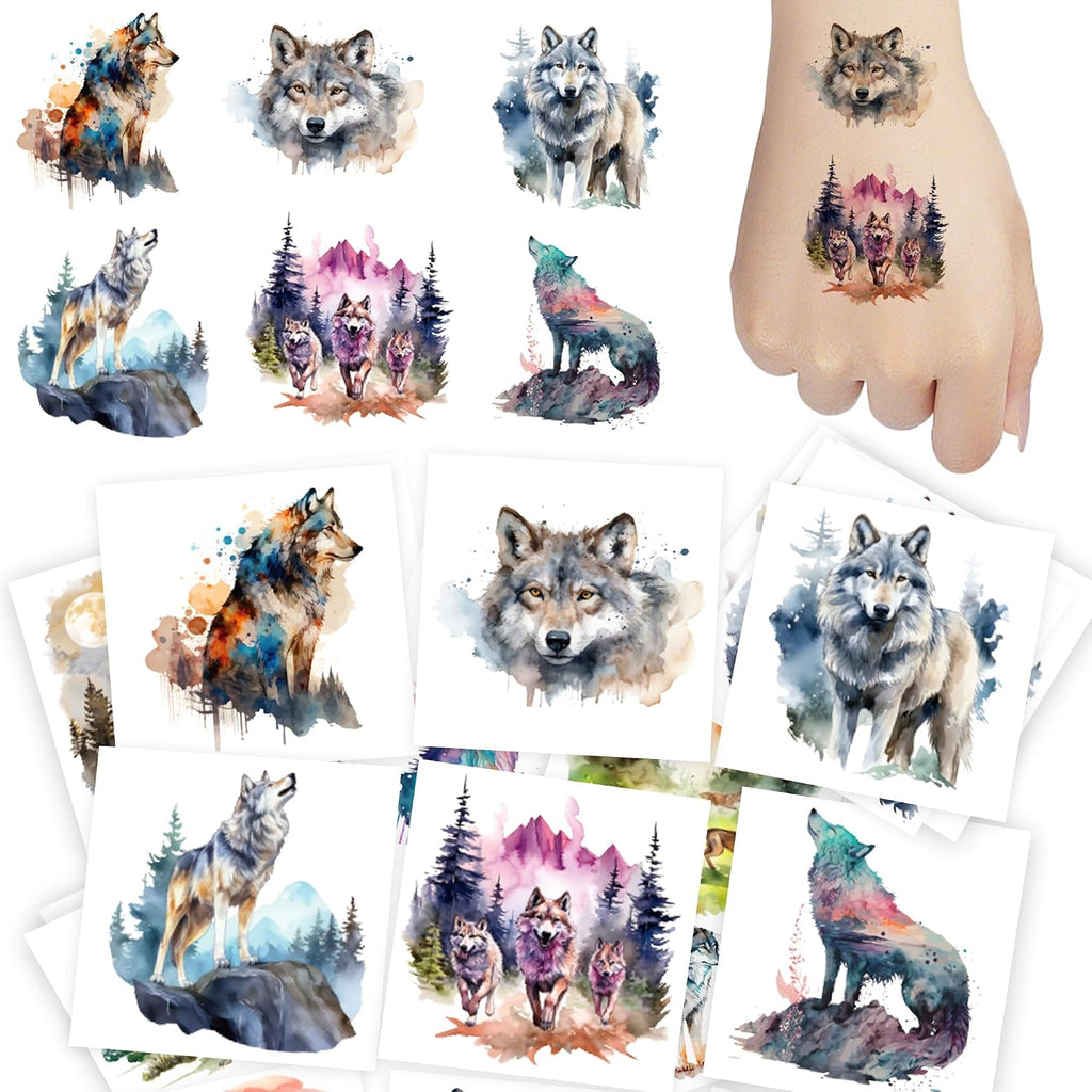 Wolf Temporary Tattoos for Kids, Cool Wolf Stickers Tattoos