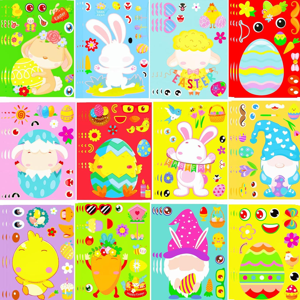 48 PCS Easter Stickers Crafts for Kids, Easter Craft Basket Stuffers