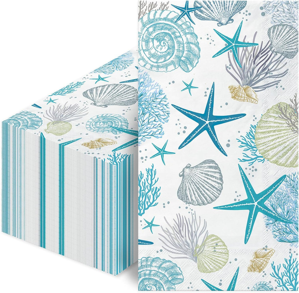 100 Pcs Coastal Beach Paper Napkins