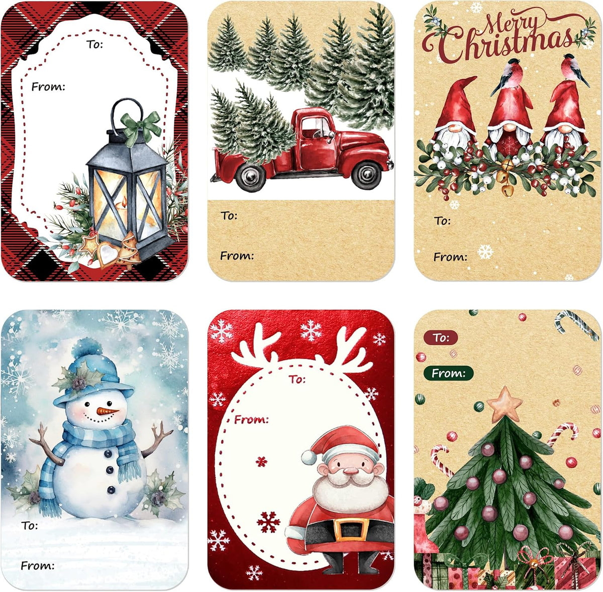 120 PCS 8 Designs Christmas Gift Tag Stickers, Self Adhesive Labels