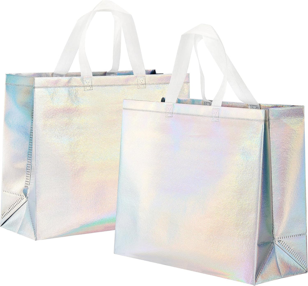METAPRINT 15 Pcs Large Iridescent Gift Bags with Handles, 13x5x11 Inch