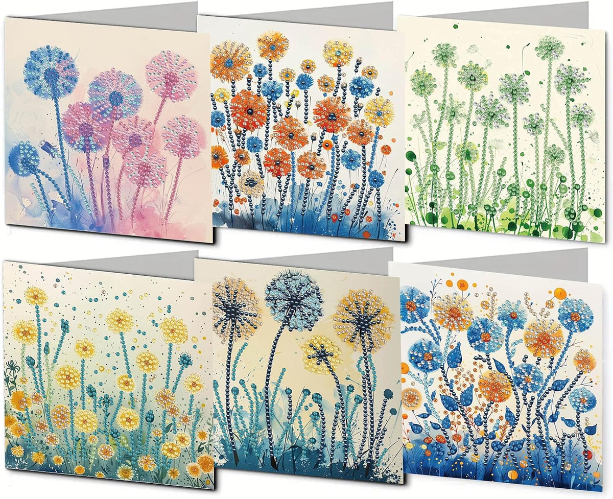DDGYP 6pcs Diamond Art Cards with Envelopes for Birthday & Daily Greetings