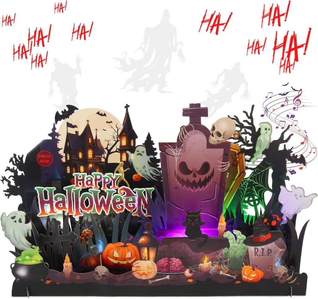 XTF2015 Halloween Card with Lights & Spooky Music, 3D Halloween Cards