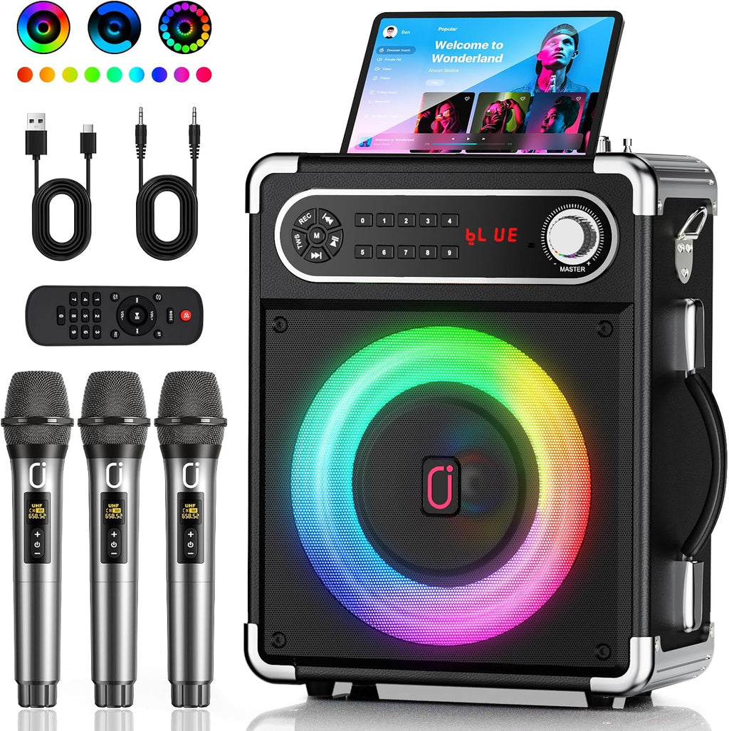 Karaoke Machine with 3 Zero Delay Mics for Adults, Karaoke Set for Parties