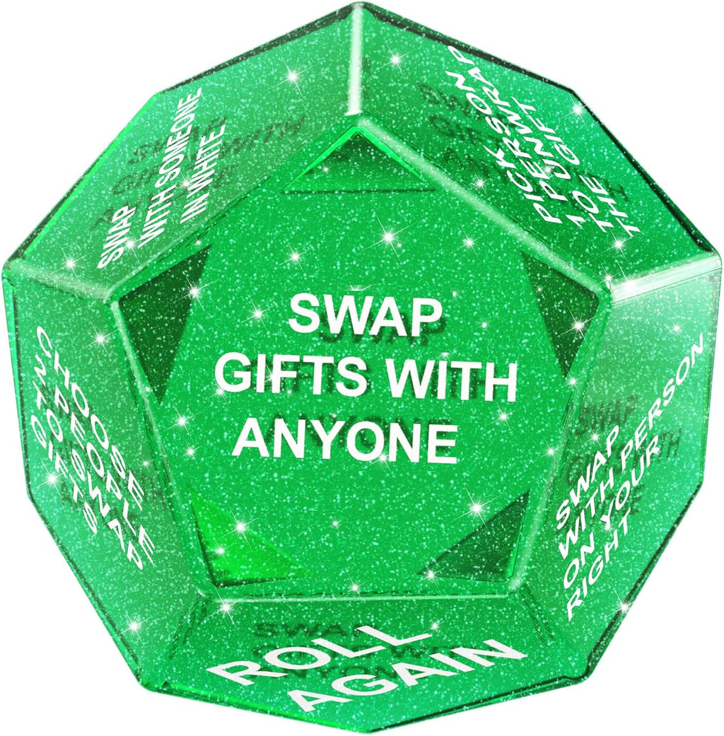 Santa Swap Gift Exchange Dice, Xmas Stocking Stuffers 2025, Snowflake Exchange Game, 12 Sided Dice for Holiday Parties, Family Gatherings & Office Events with Themed Gameplay Actions