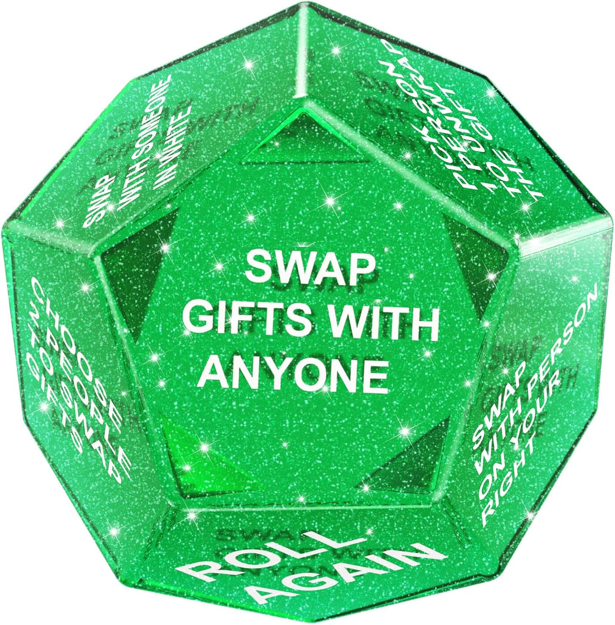 Santa Swap Gift Exchange Dice, Xmas Stocking Stuffers 2025, Snowflake Exchange Game, 12 Sided Dice for Holiday Parties, Family Gatherings & Office Events with Themed Gameplay Actions