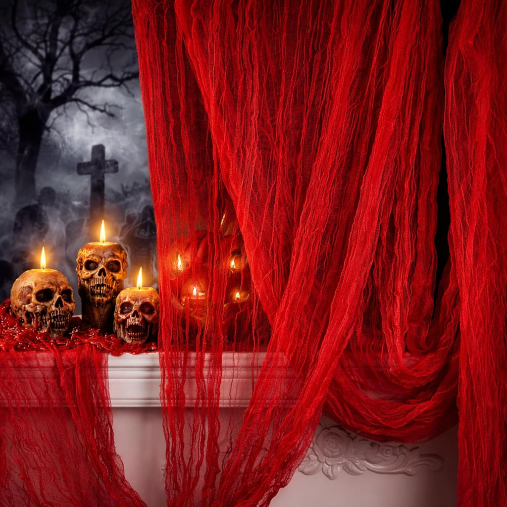 200" x 85" Halloween Red Creepy Cloth, Bloody Scary Creepy Gauze Cloth