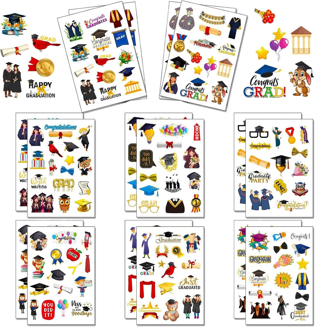 2026 Graduation Stickers,16Sheets Class of 2026 Stickers for Graduation Decorations, Graduation Party Decorations 2026, Waterproof Vinyl Stickers for Water Bottle, Laptop, Graduation College Stickers