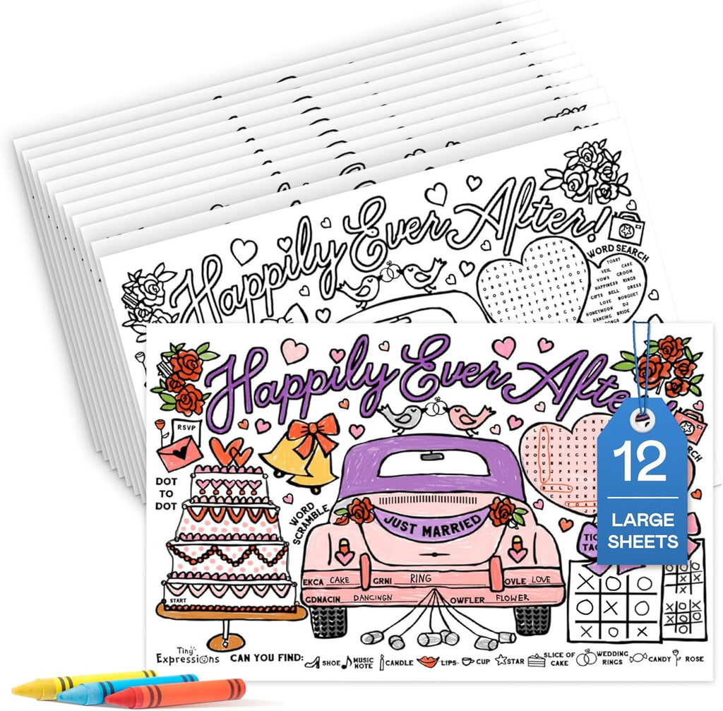 Tiny Expressions Wedding Activity Placemats, Pack of 12