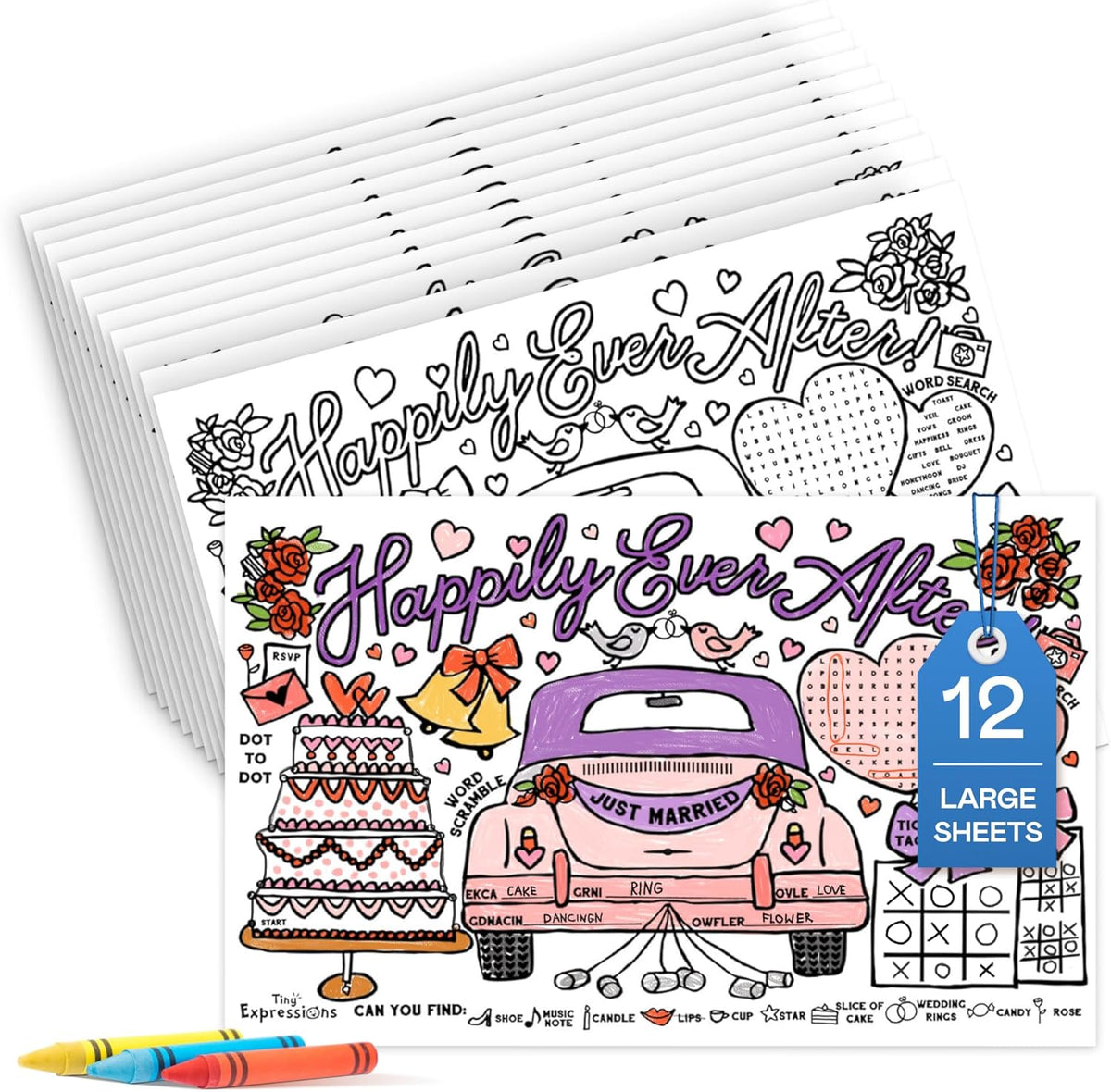 Tiny Expressions Wedding Activity Placemats, Pack of 12
