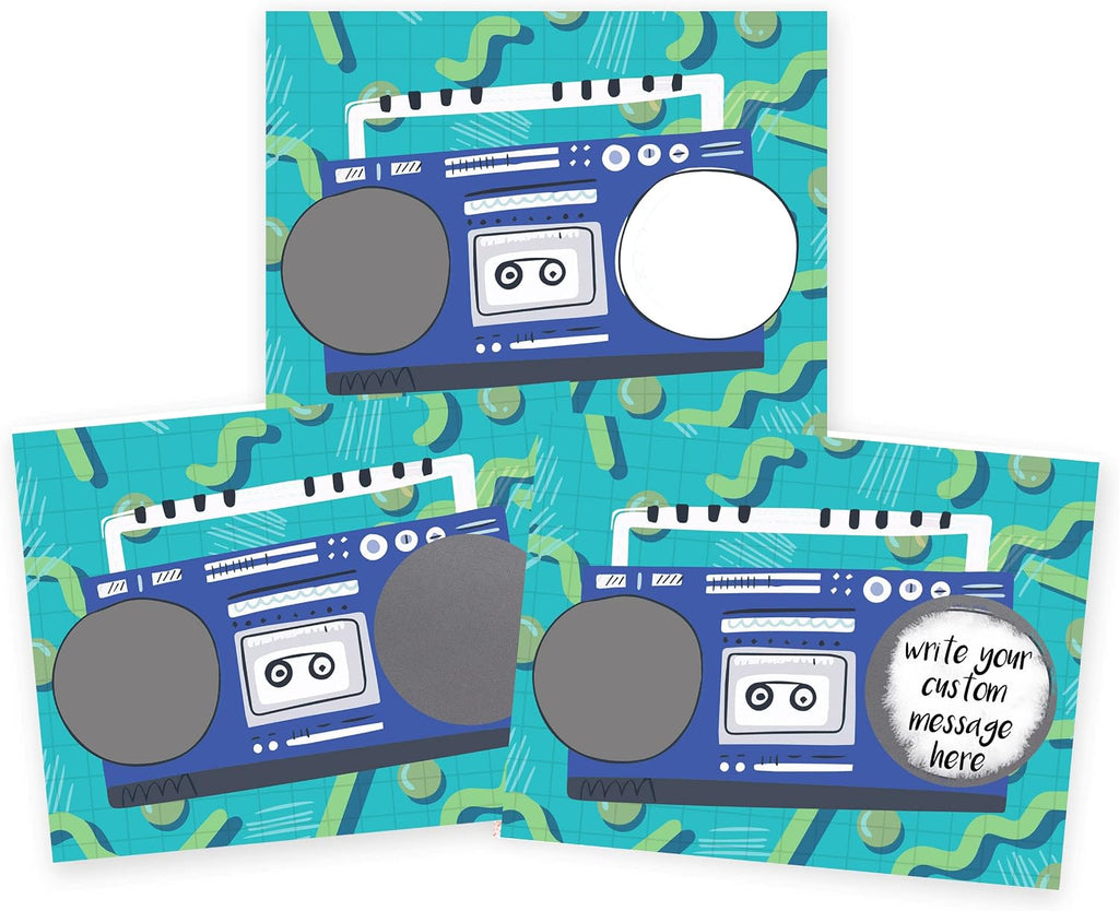 Make Your Own DIY Scratch Off ScratchNotes 20 Pack 3x4 Note Cards & Stickers 90s Boom Box