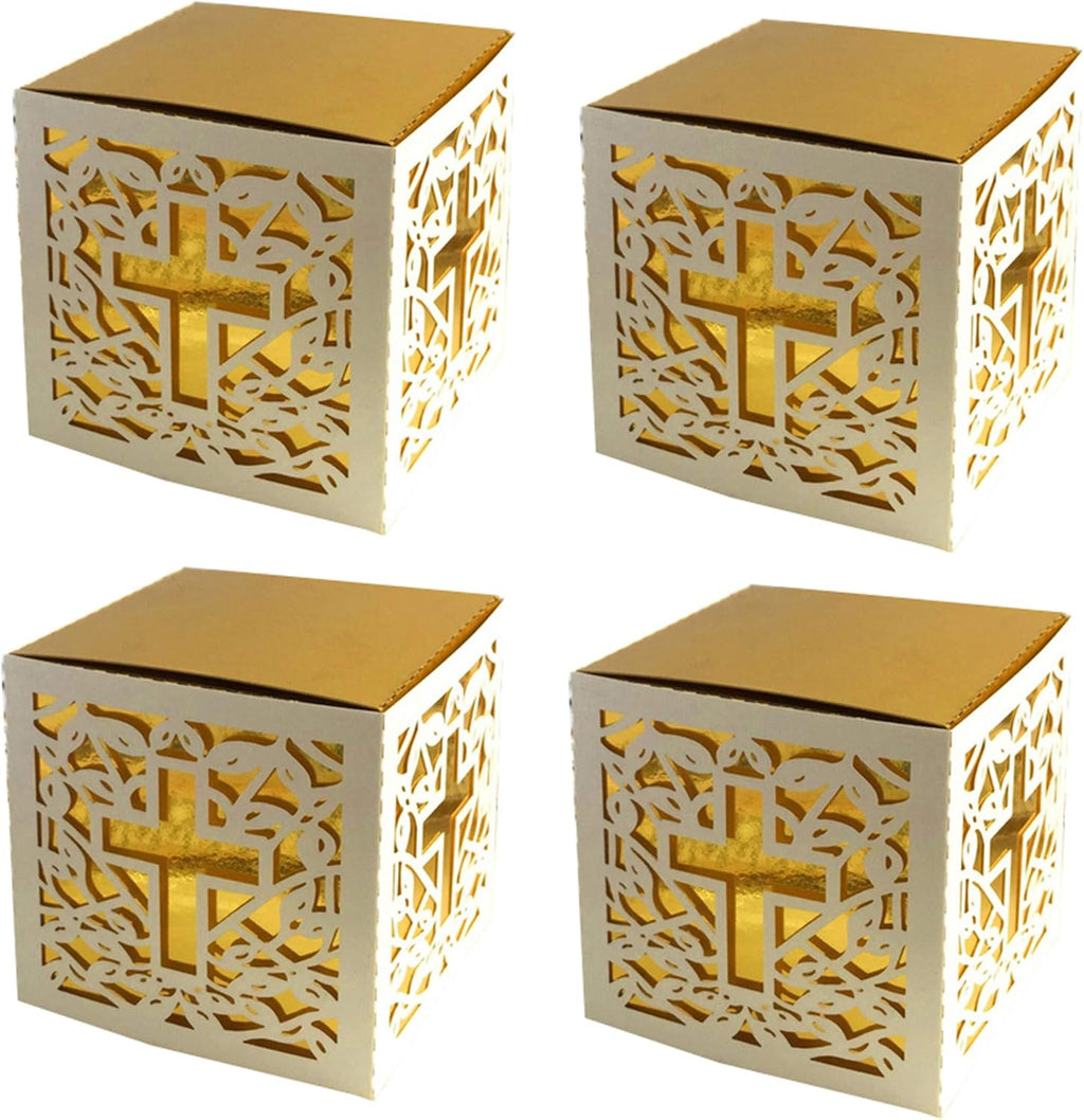 Sohapy 50Pcs Baptism Christening Favor Boxes Candy Boxes Bag Gift Box Baby Shower Favor for Baby Cute Birthday Decoration Shower Party Decoration Supplies