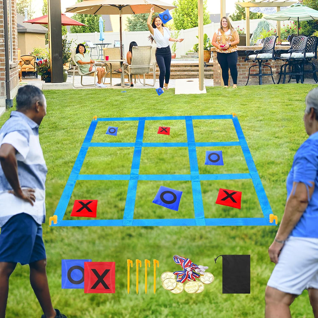 CWLAKON Outdoor Giant Tic Tac Toe Bean Bag Toss Games for Kids Adults Family, Large Outside Lawn Yard Backyard Carnival Field Day Game, Birthday Party Family Reunion Games Playground Fitness Equipment
