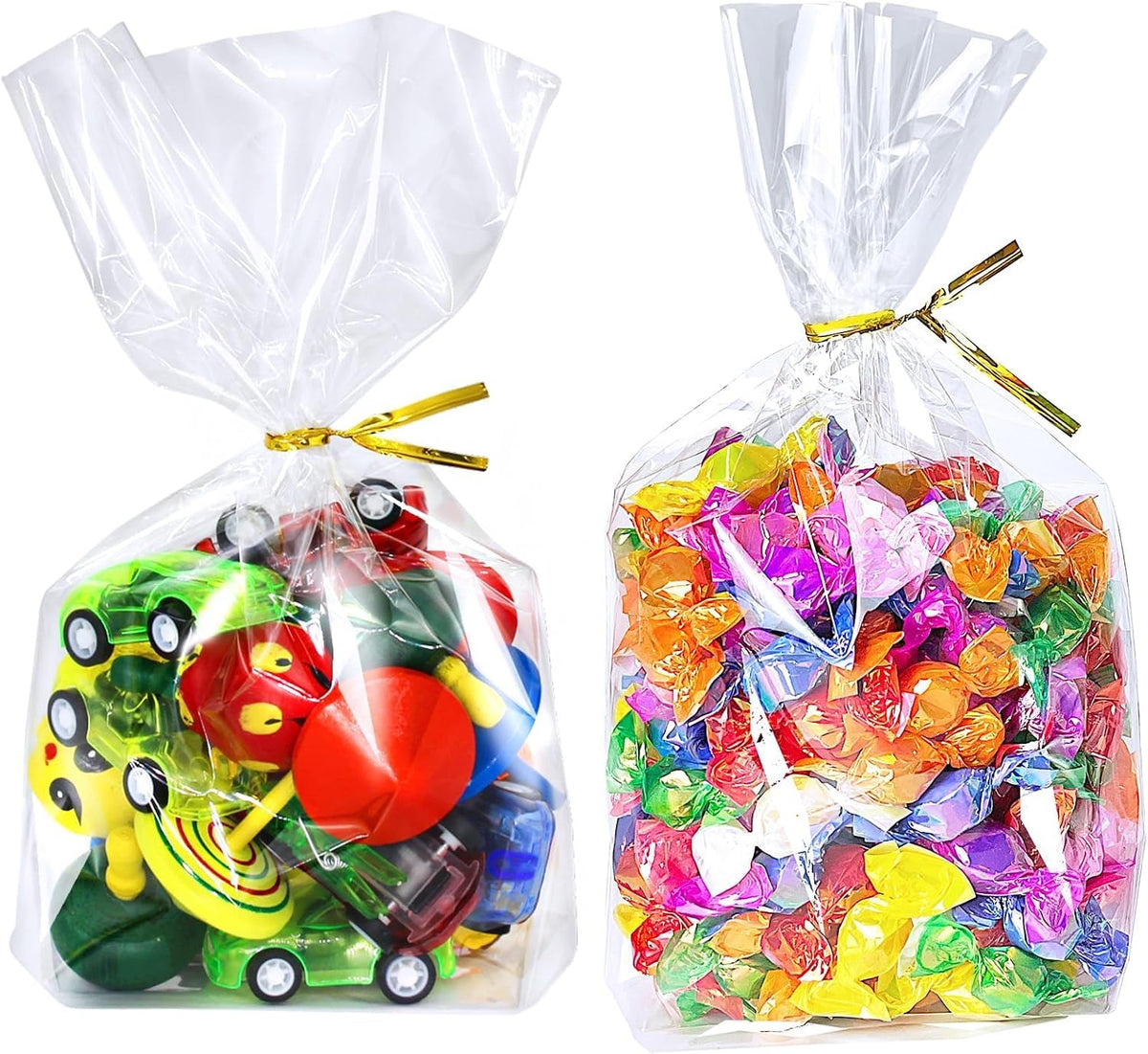 PigPotParty Cellophane Treat Bags 6x9 Inch, 100 Pack, Clear Goodie Bags