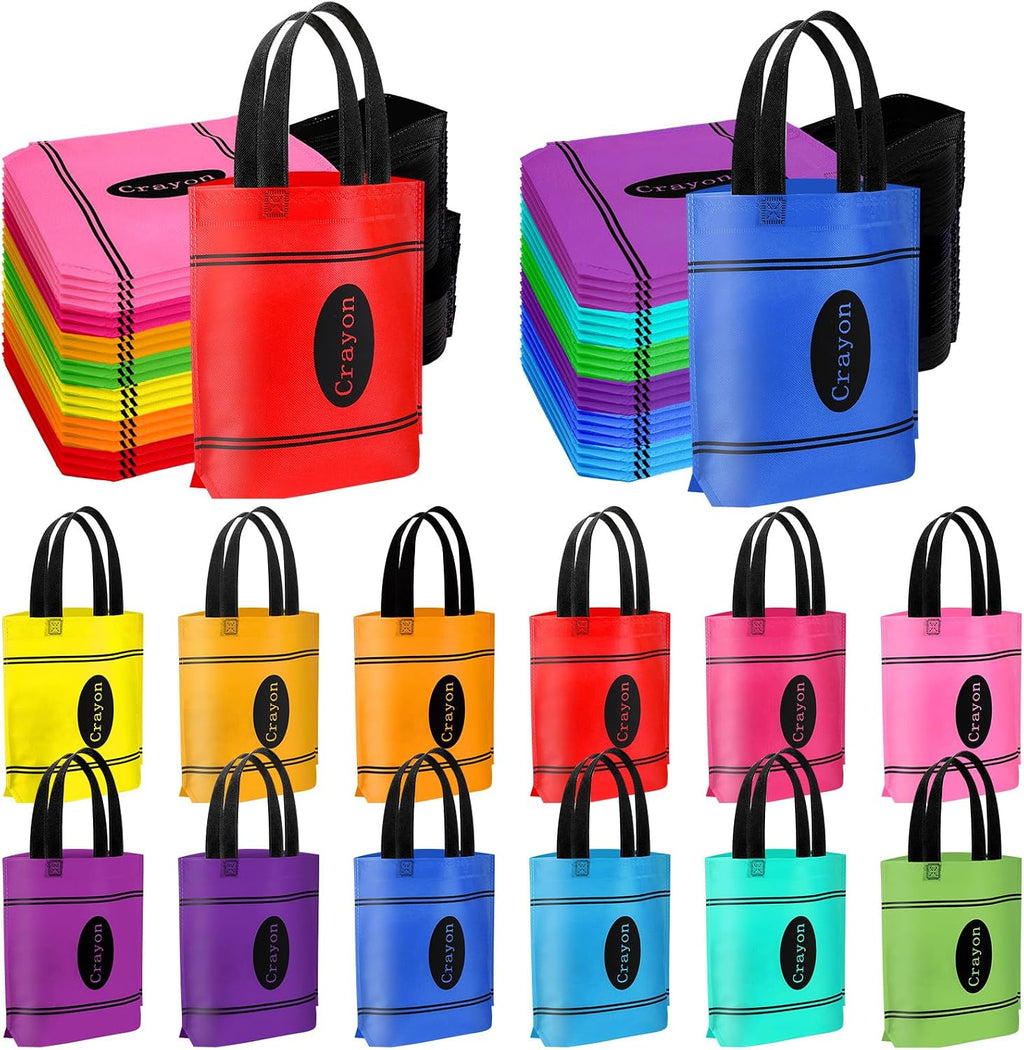 Hosuly 48 Pcs Back to School Gift Bags Crayon Tote Bags Bulk