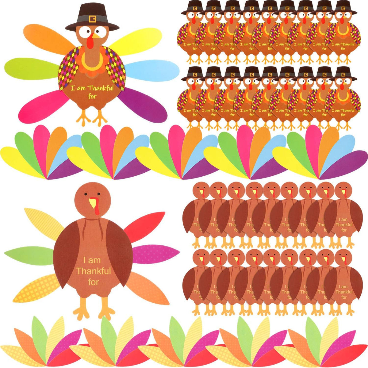 BBTO 36 Sets Thanksgiving Turkey Craft Kit Fall Craft, Classic Style
