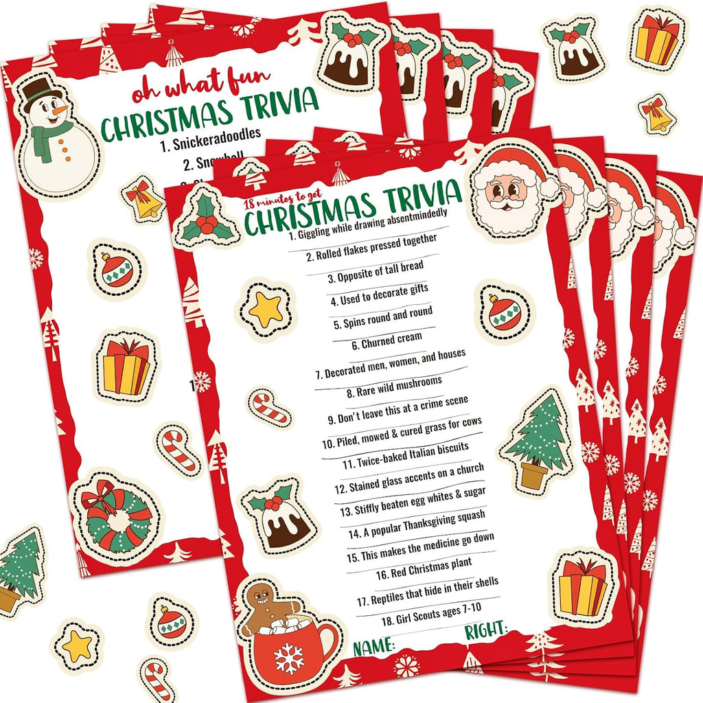 Marspark 80 Pcs Christmas Trivia Game Cards for Family Adults, Stylish