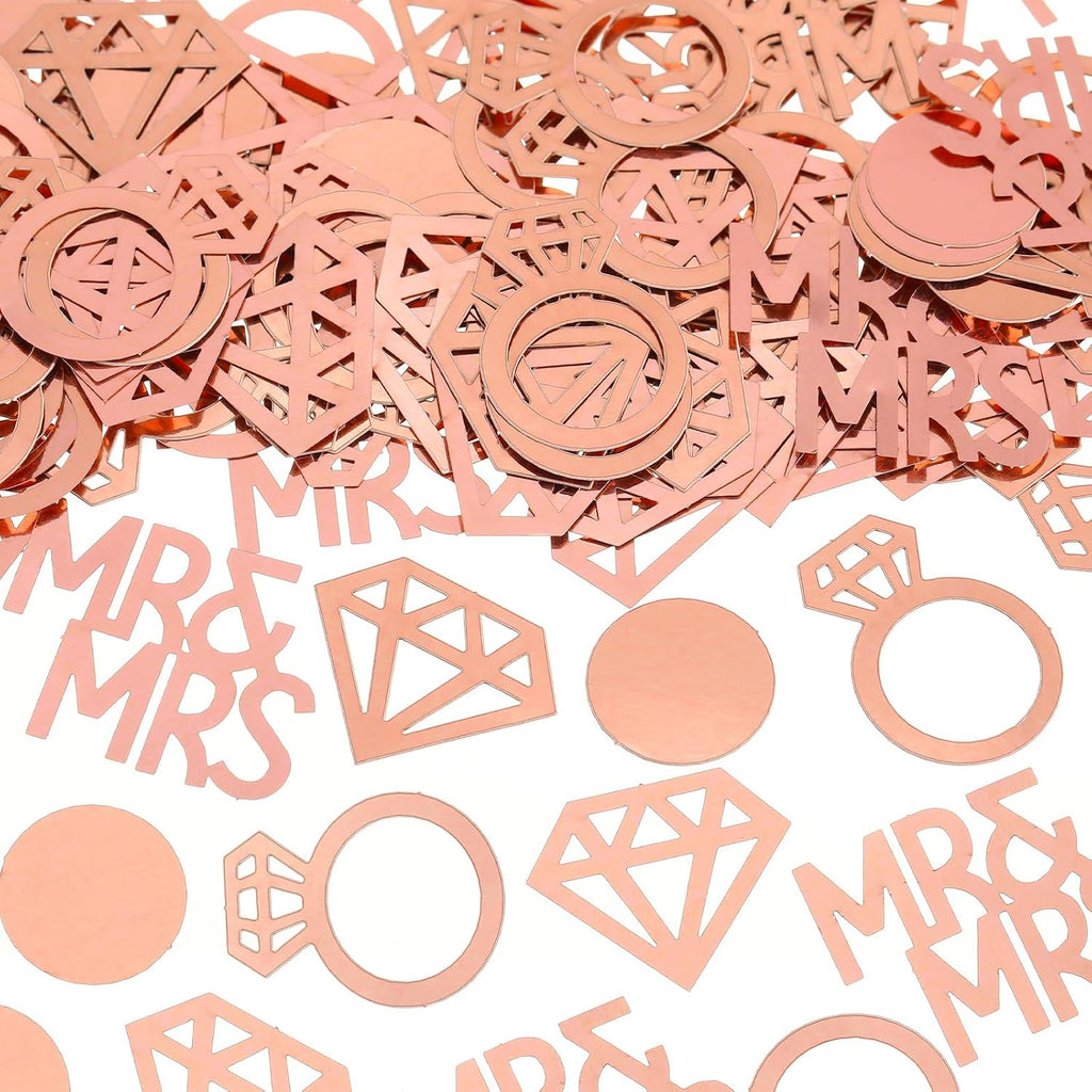 Sumind 220pcs Rose Gold Wedding Table Confetti Mr Mrs Diamond Ring Decor