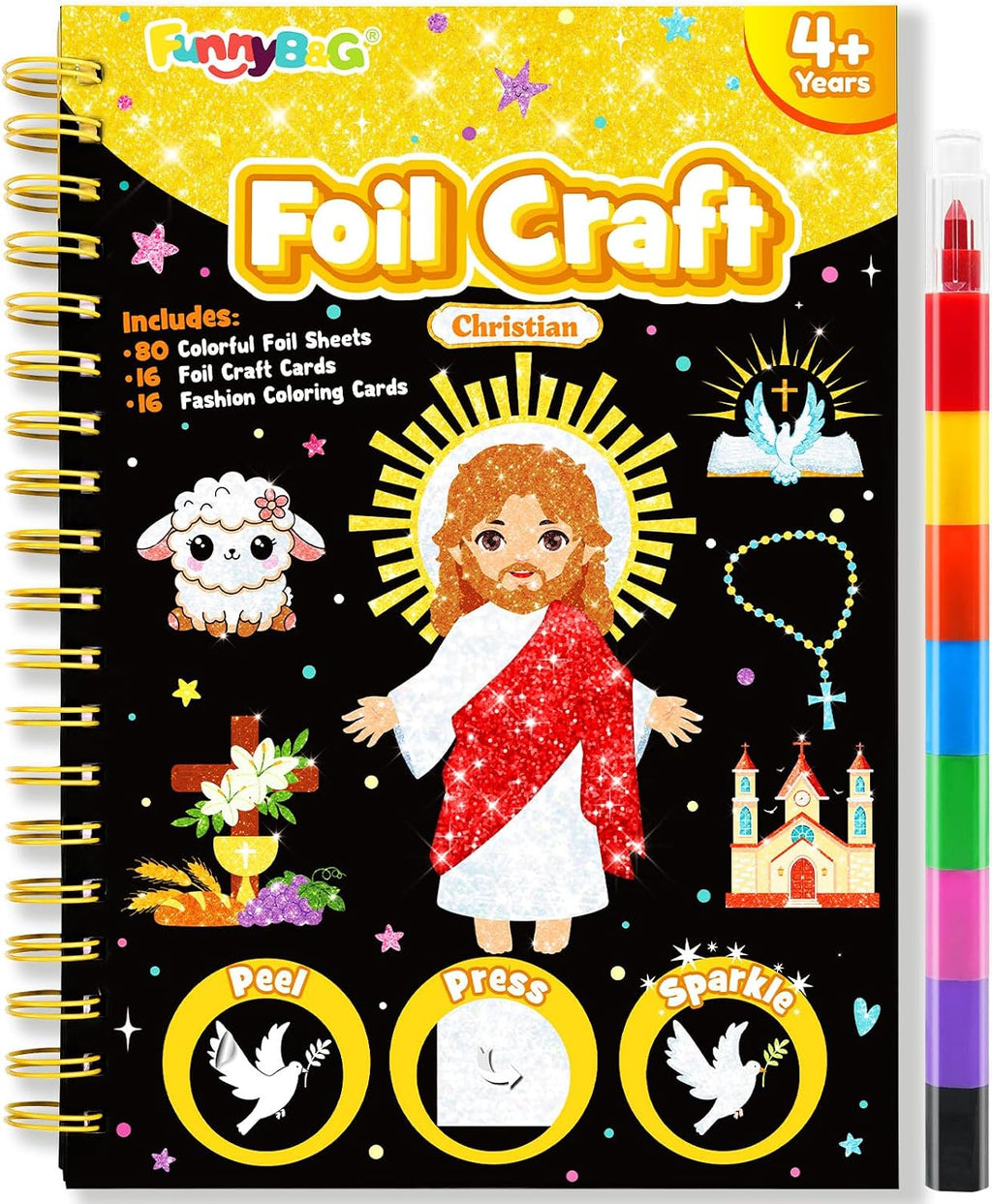 FUNNYB&G Foil Art Craft Kit for Kids, Sparkly Birthday Gift Toy for Kids