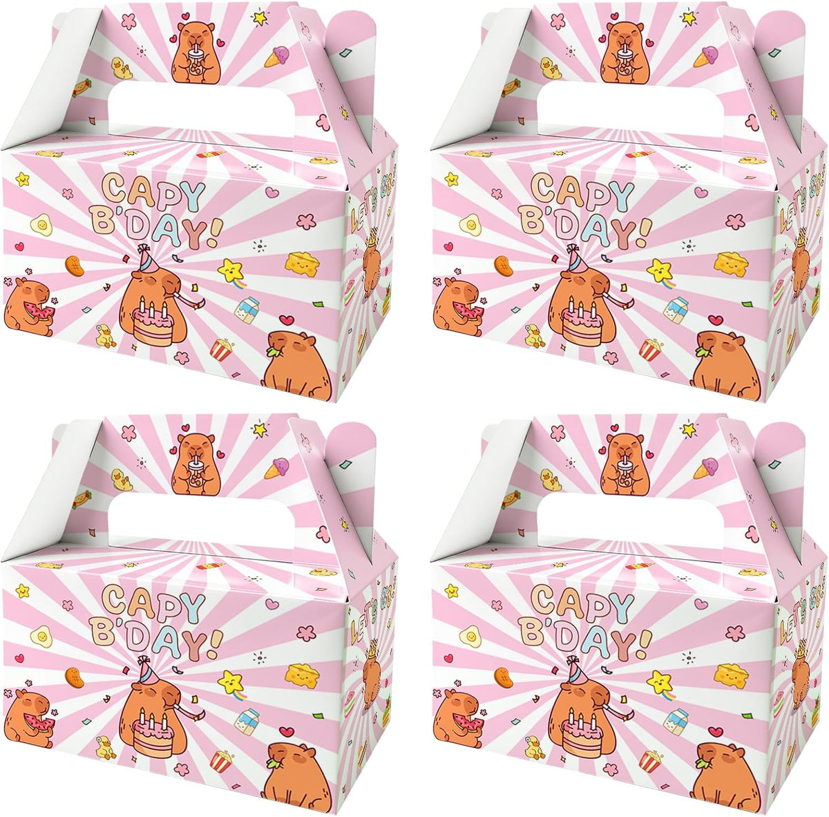 BGFMVS 12 Pack Capybara Birthday Party Favor Boxes Pink Cartoon Goodie Bags