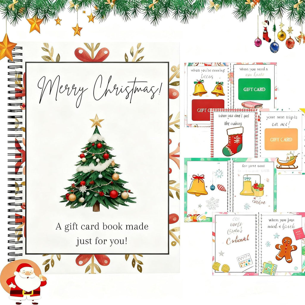 Christmas Stocking Stuffer Christ-mas Gift Card Book for Adults, Merry Christmas Gift Cards, 5x7 Color Spiral Bound Card Book- Surprises On Every Page, DIY Personalized Xmas Gifts for Family, Friends, Students