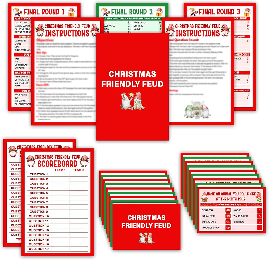 Christmas Friendly Feud Game, Funny Christmas Party Games, Friendly Feud Trivia Quiz for Family, Winter Xmas Holiday Party Supplies for Adults -08