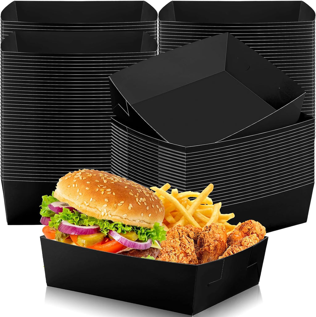 Uiifan 100 Pcs 5 lb Extra Large Paper Food Serving Trays, Black