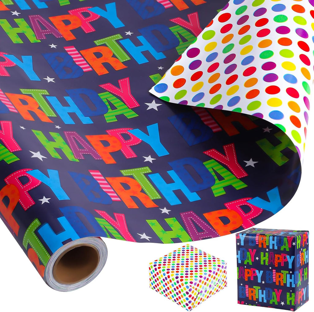 woric Birthday Wrapping Paper Boy Roll 17 Inch x 36 Feet