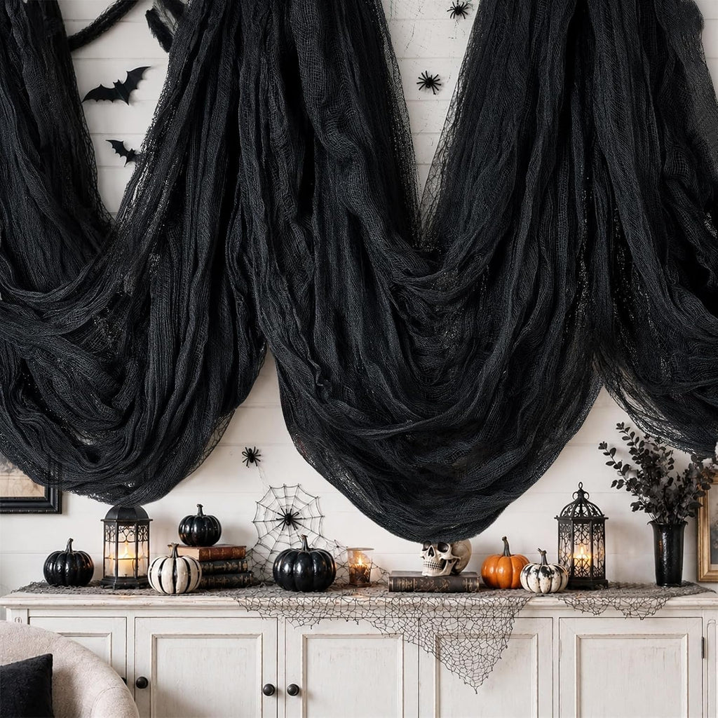 600 x 80 in Halloween Creepy Cloth for Yard and Outdoor Decorations, Black