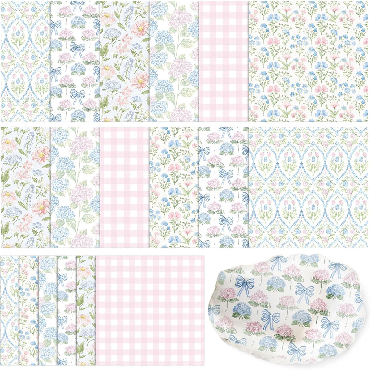 Yexiya 36 Sheet 6 Style Pastel Floral Paper Napkins for Decoupage
