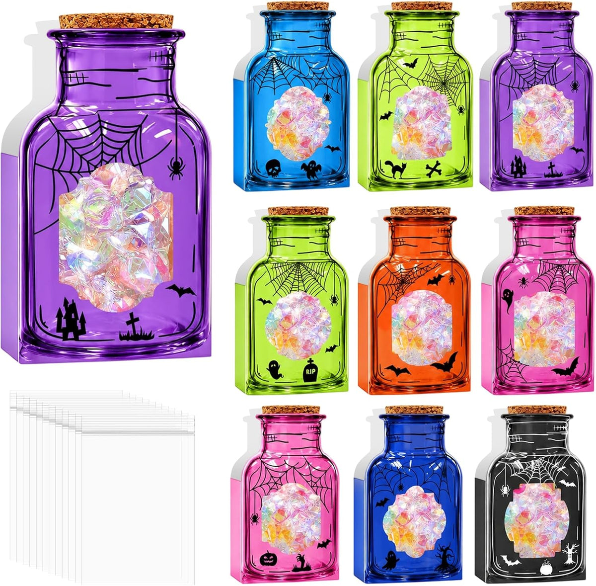 36 Pack Halloween Treat Bags Witch Paper Bottle Candy Box with Clear Bags