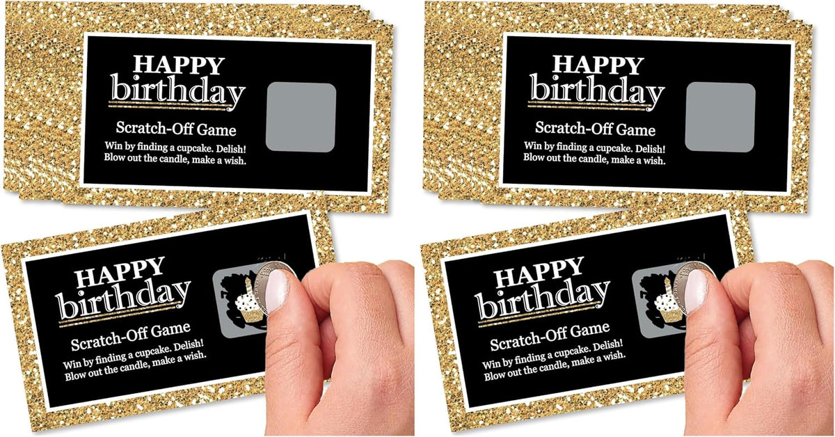 Big Dot of Happiness Adult Happy Birthday - Gold - Birthday Party Game Scratch Off Cards - 22 Count (Pack of 2)