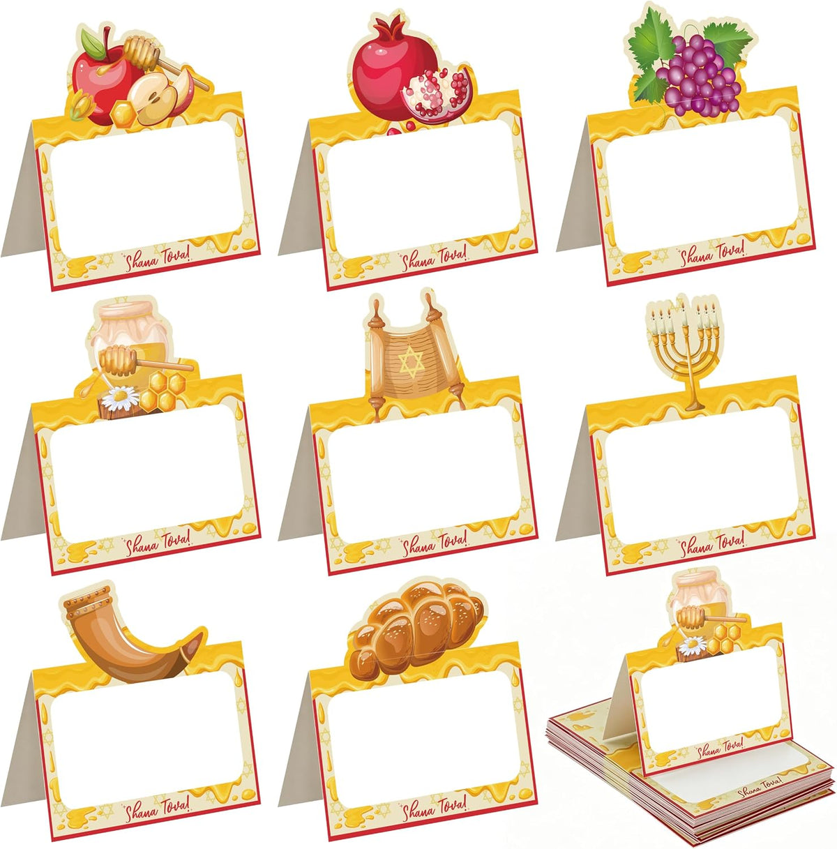 24 Pack Rosh Hashanah Place Cards, Rosh Hashanah Decorations