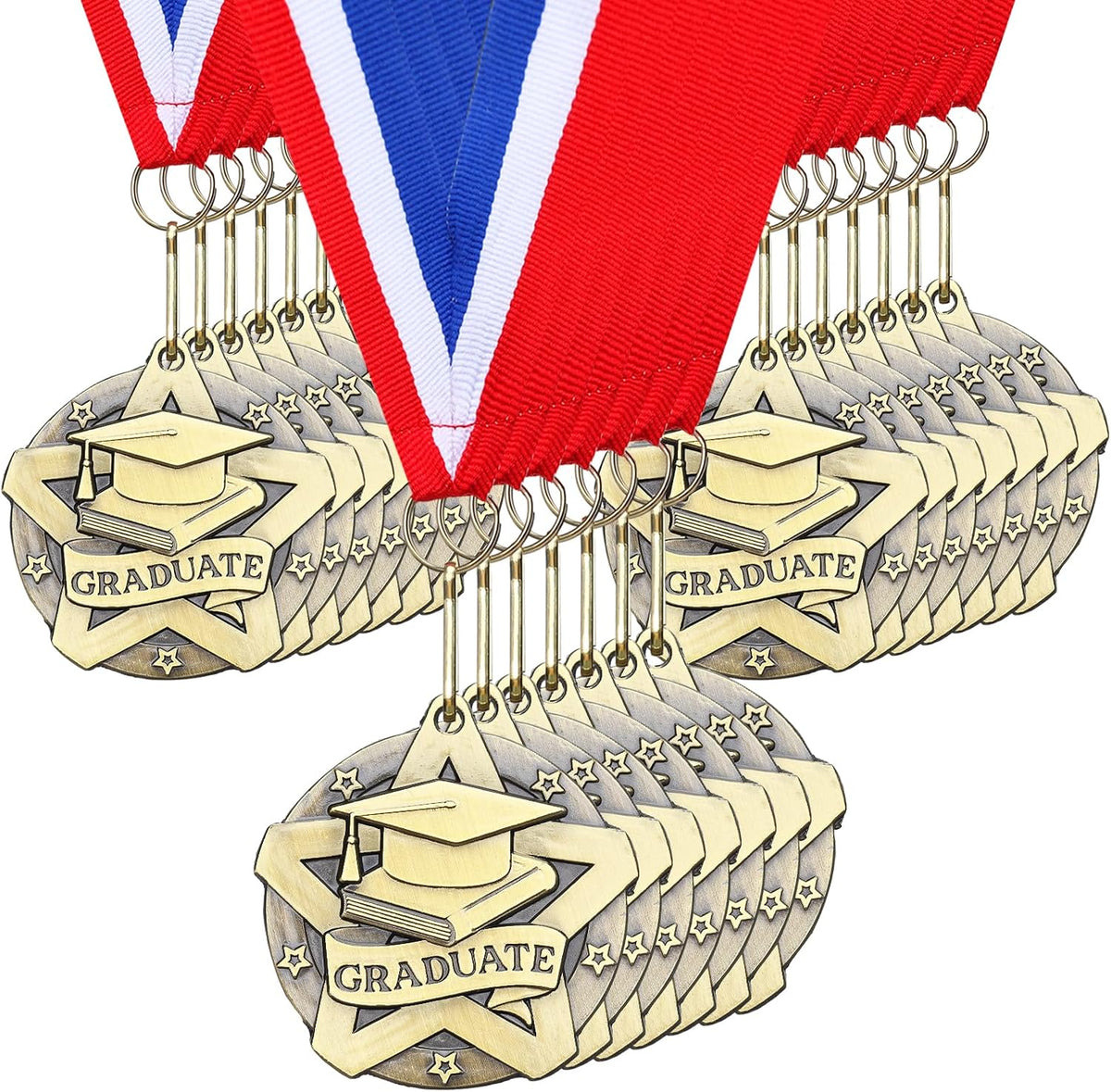 Quelay 30 Pcs 2 Inches Award Medals Bulk Medals Bulk with Neck Ribbons Metal Trophy Award Prize Gift for Tournaments, Competitions, Party, Kids and Adults
