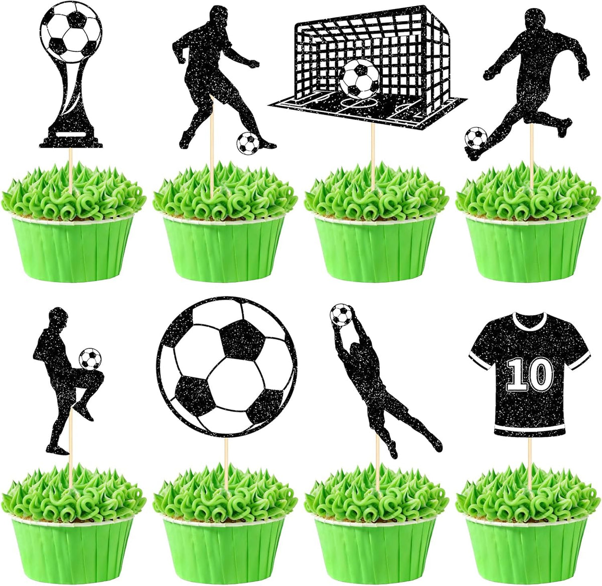 Hooqict 40Pcs Soccer Ball Cupcake Toppers Soccer Birthday Cake Topper Decorations Cupcake Picks for Kids Boys Men Sports Theme Birthday Party Decorations Game Day Party Supplies