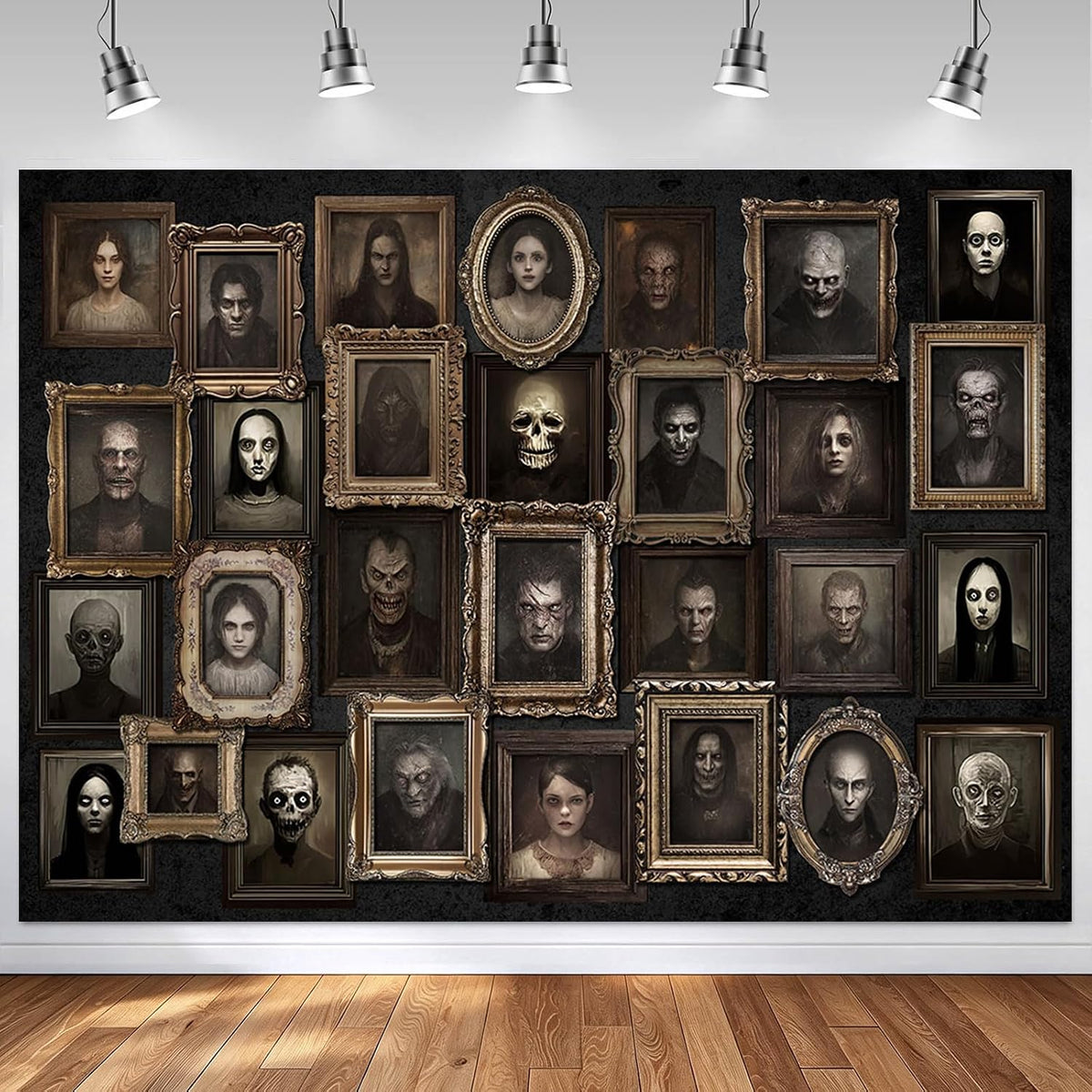 Mocsicka 8x6ft Happy Halloween Portrait Backdrop (Black, 96x72 inch)