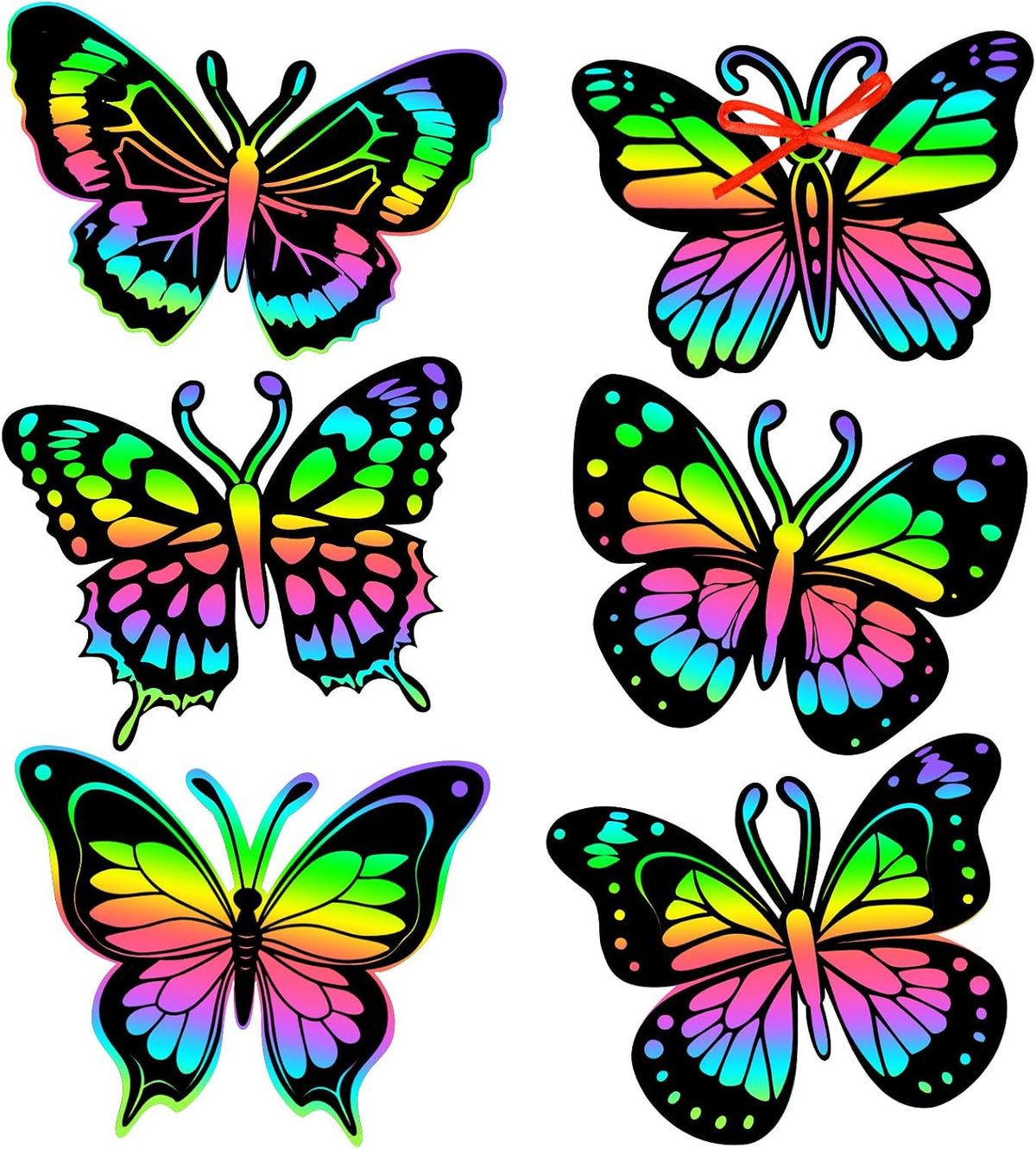 JULMELON 36 PCS Butterfly Scratch Cards, Rainbow Scratch Paper
