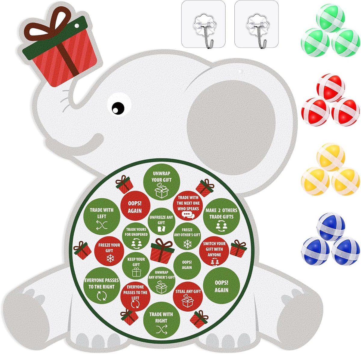 HyDren Valentine's Day Party Games 28x26 White Elephant Gift Exchange Games, White Elephant Dart Board with 12 Sticky Balls, School Classroom Family Activity for Teacher Students Friends Guests