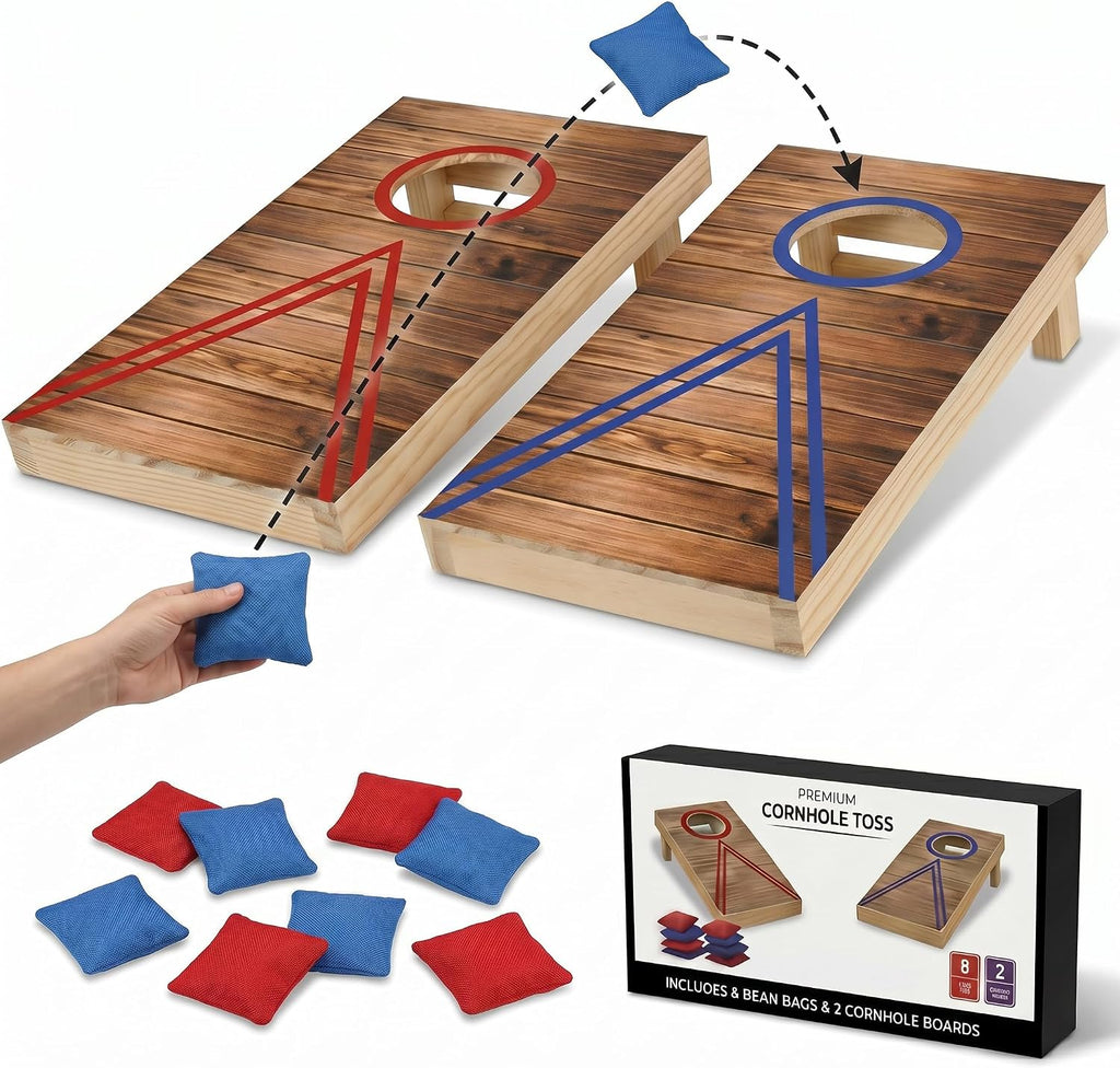 Mini Cornhole Set for Adults, Tabletop Bean Bag Toss Game with 2 Wooden Boards and 8 Bean Bags, 10.12 x 5.71 in Desktop Cornhole Games for Office, Home, Game Night, Party Gift