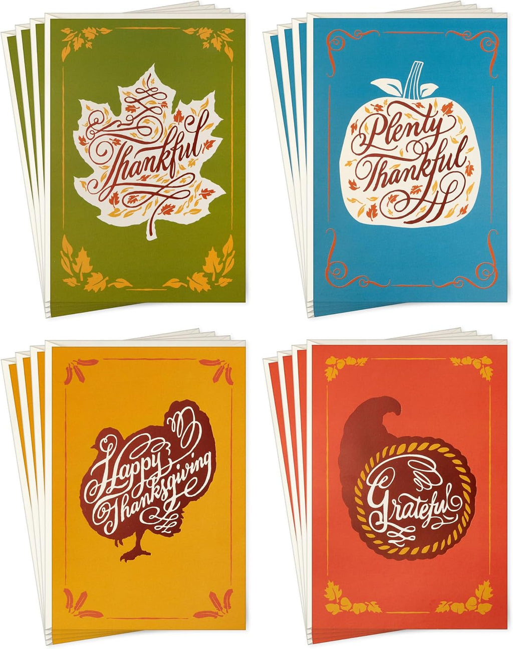 Hallmark Thanksgiving Cards with Envelopes, 16-Pack (Plenty Thankful)