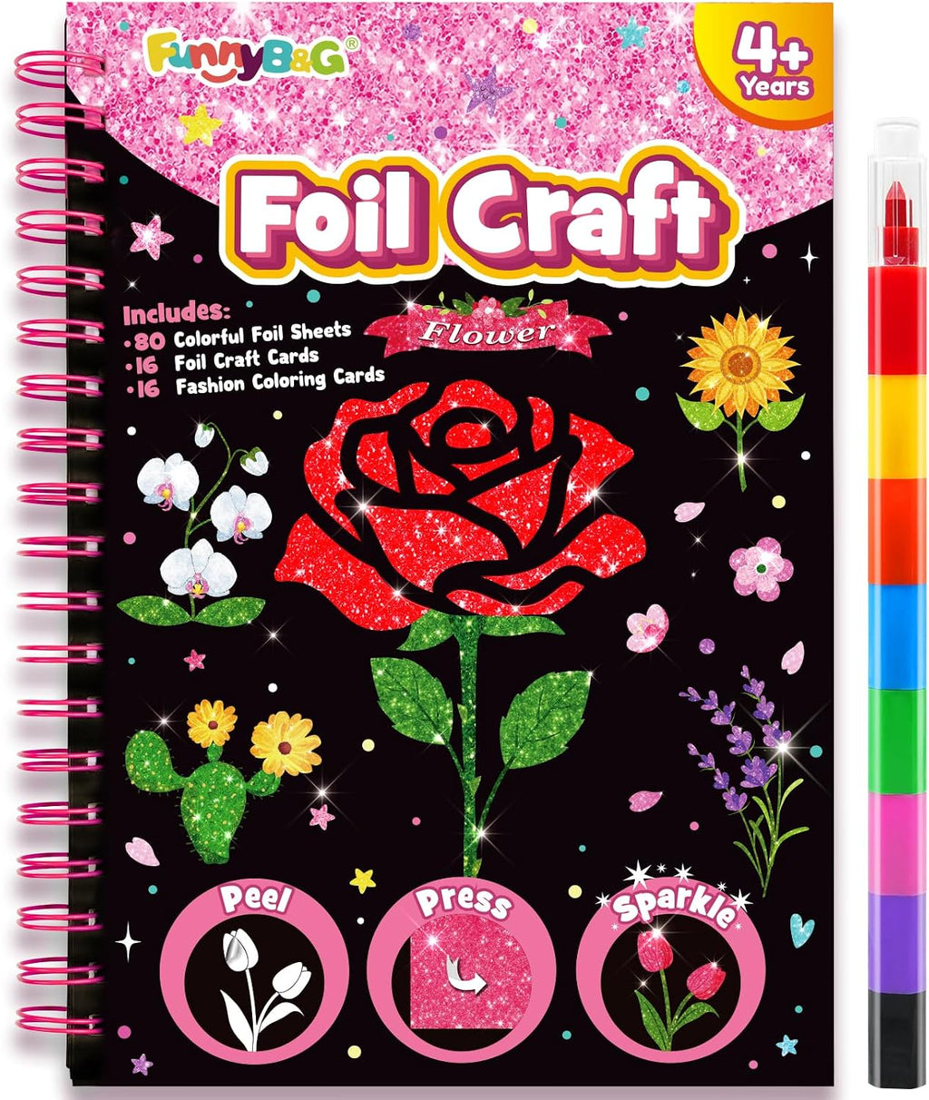 FUNNYB&G Foil Art Craft Kit for Kids, Sparkly Birthday Gift Toy for Girls