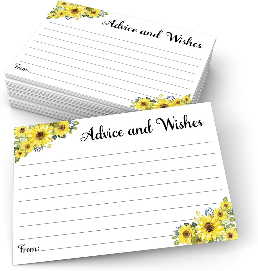 321Done Advice and Wishes Cards, 4x6, Set of 50, Sunflowers on White